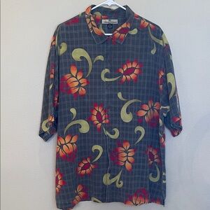Tommy Bahama Kapalua 100% Silk Button Down Collared Shirt Size XL